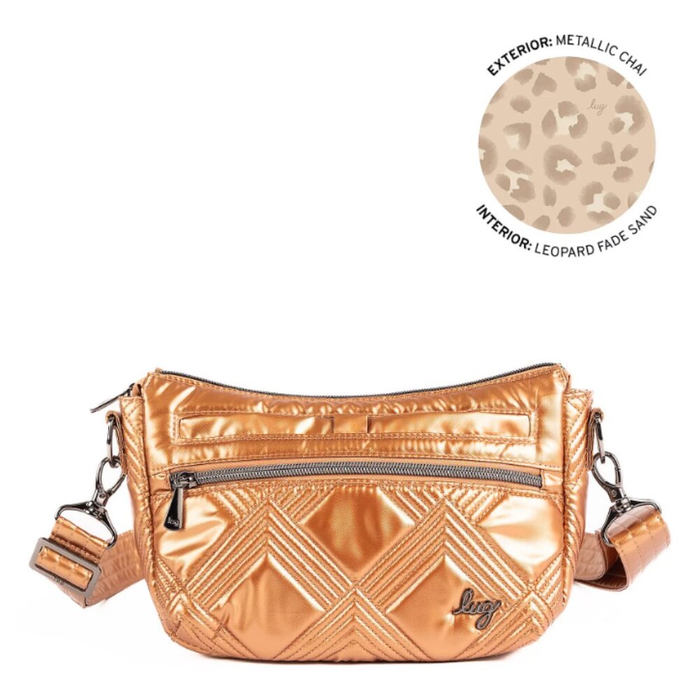 Brand New Lug Dash Crossbody Bag in Metallic Chai Latte